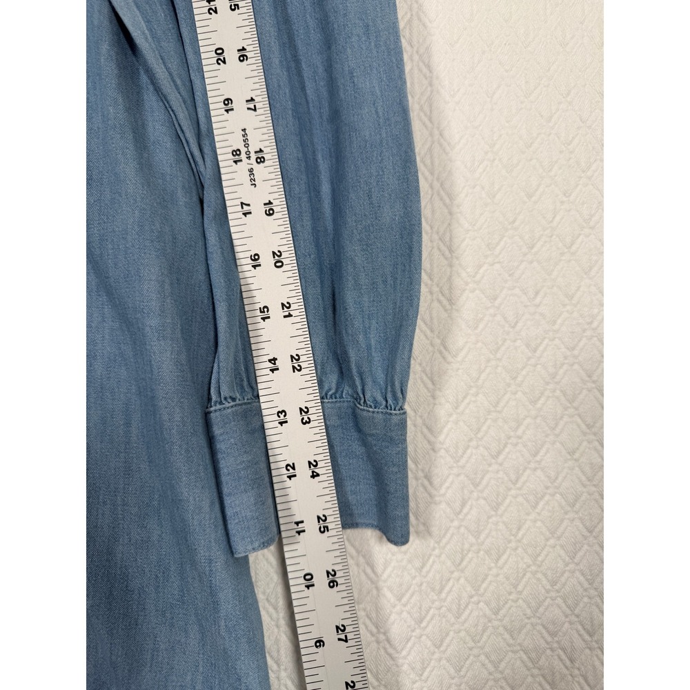 Vineyard Vines Womens Blue Cotton Chambray Popover Shirt Dress Pockets Large - Picture 6 of 8